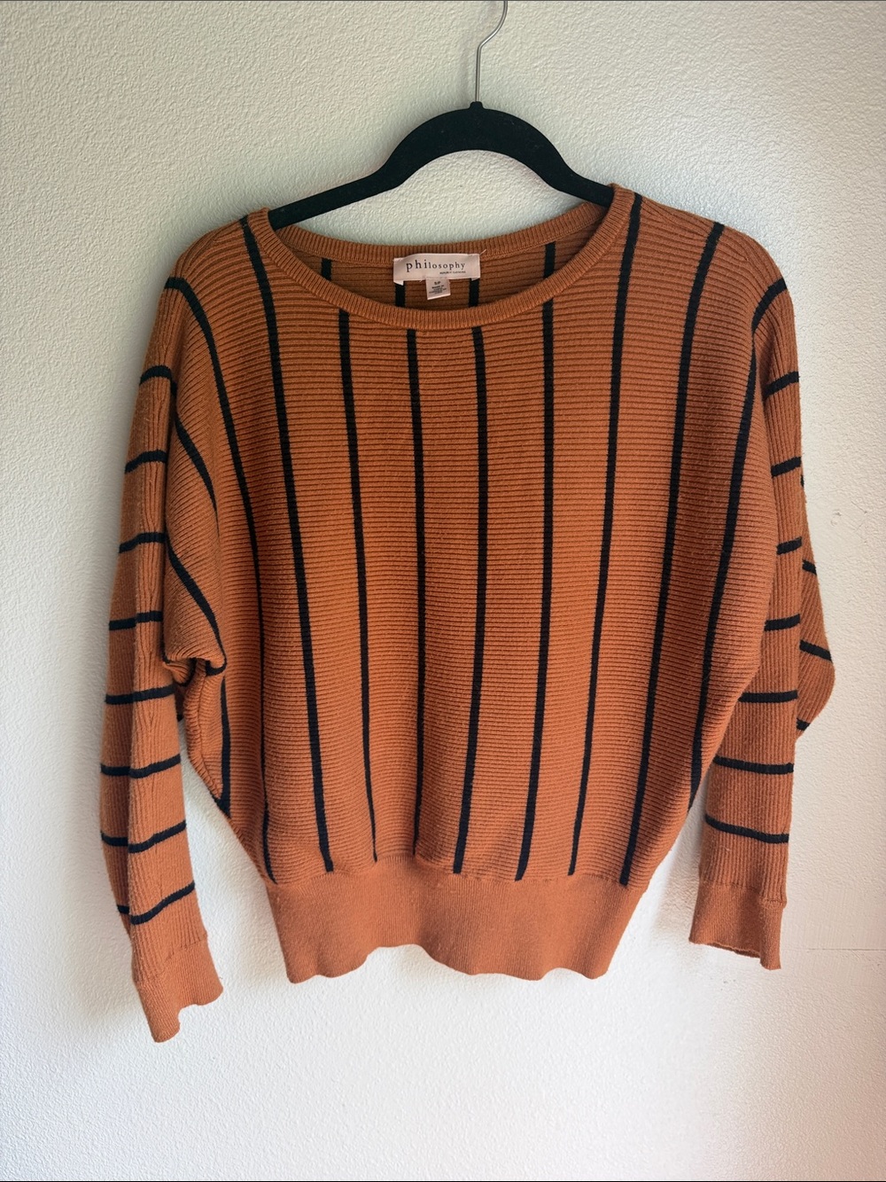 Philosophy Rust Orange Sweater with Black Stripes sku 6